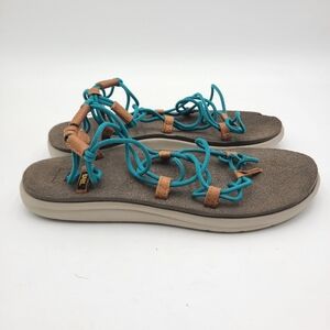 B1 Teva Voya Infinity Sandals Women's 10 Teal Bungee Cord Summer Beach Athletic